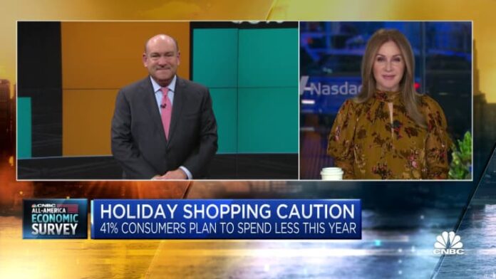 US consumers plan to spend less on holiday shopping, according to CNBC survey