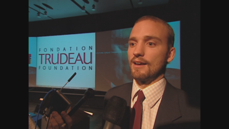 Pierre Trudeau's son, Alexandre Trudeau, after announcing the first grants and fellowships from the Trudeau Foundation in February 2003.