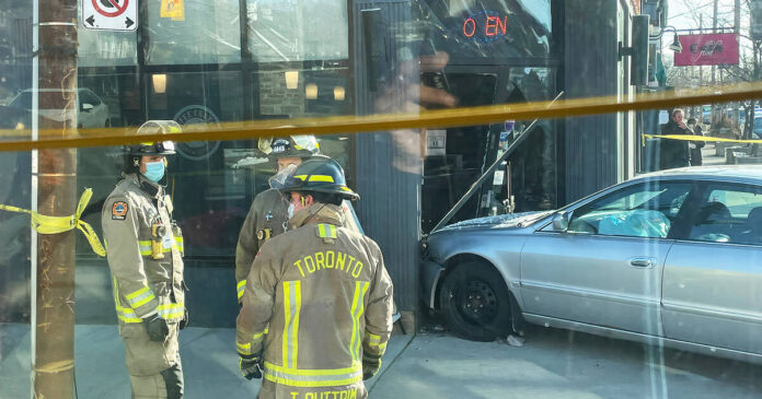 Someone needed their coffee so badly that they crashed through a Toronto cafe window