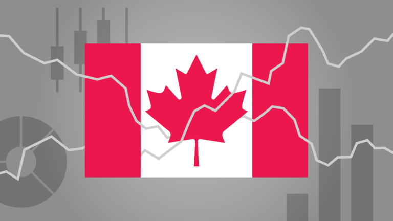 illustration of a flag with chart icons and time series lines.