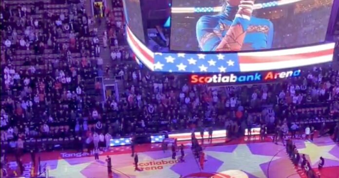 Toronto fans loudly boo U.S. anthem at Raptors game at Scotiabank Arena