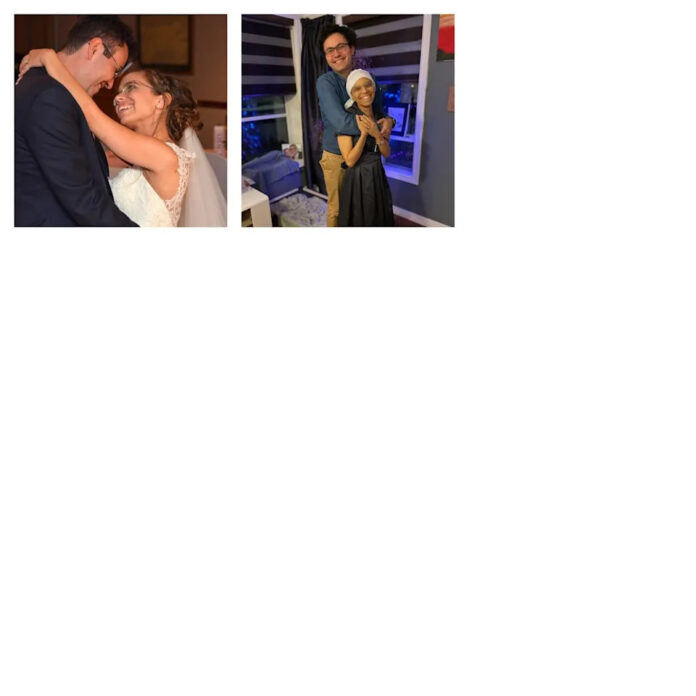 Guelph, Ontario. Bewohner Jason Ellis mit seiner verstorbenen Frau Marilyne am Hochzeitstag des Paares (links) und weniger als zwei Monate bevor sie an Krebs verstarb (rechts).