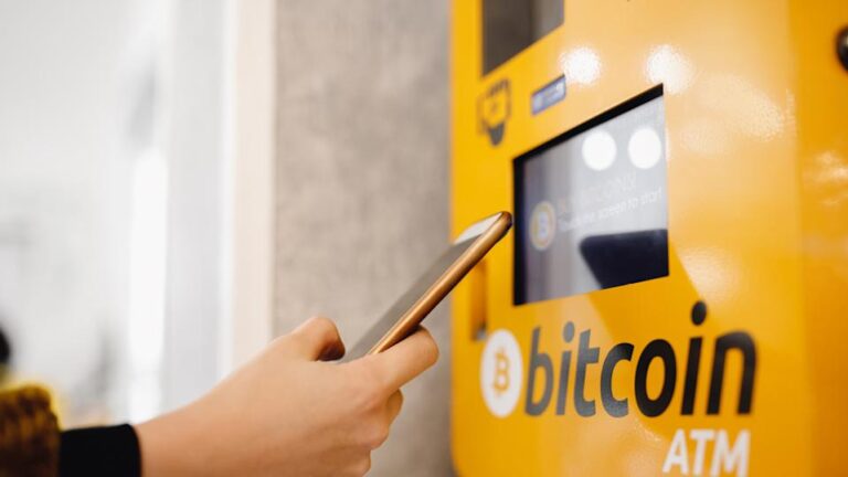 Contactless ATM for payment via Bitcoin cryptocurrency.