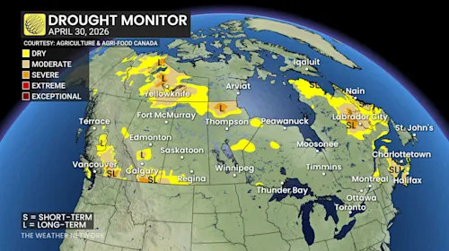 Canada Drought Monitor April 30, 2026/Agriculture and Food Canada