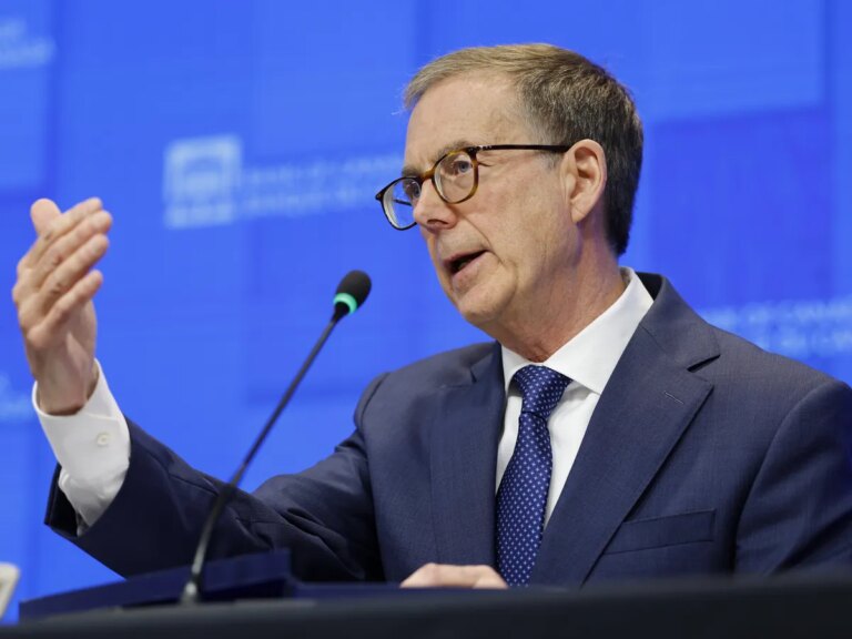 Bank of Canada Governor Tiff Macklem attends a news conference in Ottawa on April 29.