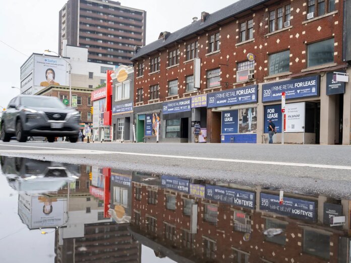 A number of properties on Toronto's Bloor Street are left vacant after businesses left the site as the area was slated for redevelopment. 